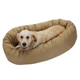 Poly/Cotton Bagel Pet Bed For Dogs, Khaki (Color: Black)