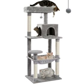 Pawz Road Cat Tree for Large Cats 56"Tall Cat Tower Condo with Scratching Post for Indoor Cats (Color: gray-56.2")