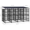 Outdoor Dog Kennel with Roof Steel 79.3 ftÂ²