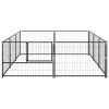 Dog Kennel Black 64.6 ftÂ² Steel