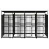 Outdoor Dog Kennel with Roof Steel 79.3 ftÂ²