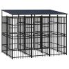 Outdoor Dog Kennel with Roof Steel 59.5 ftÂ²